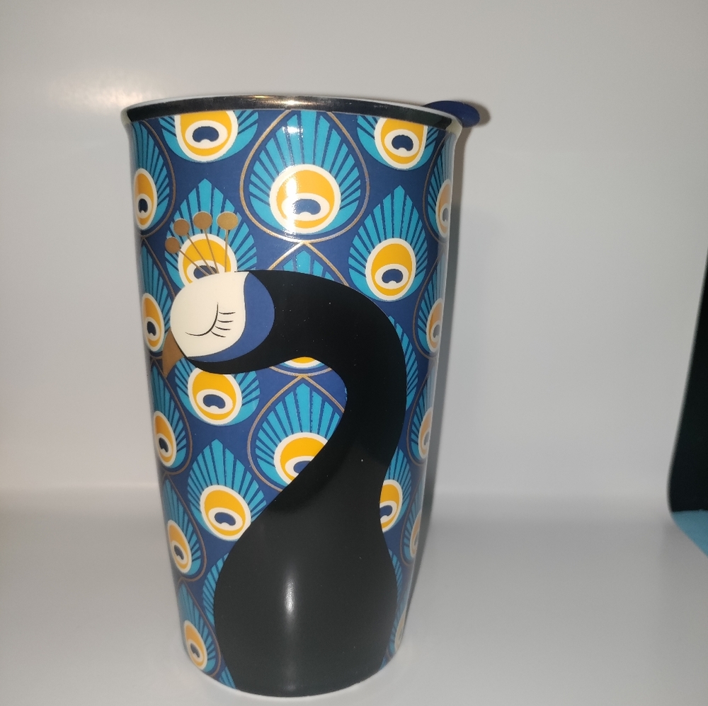 Peacock Ceramic Travel Mug